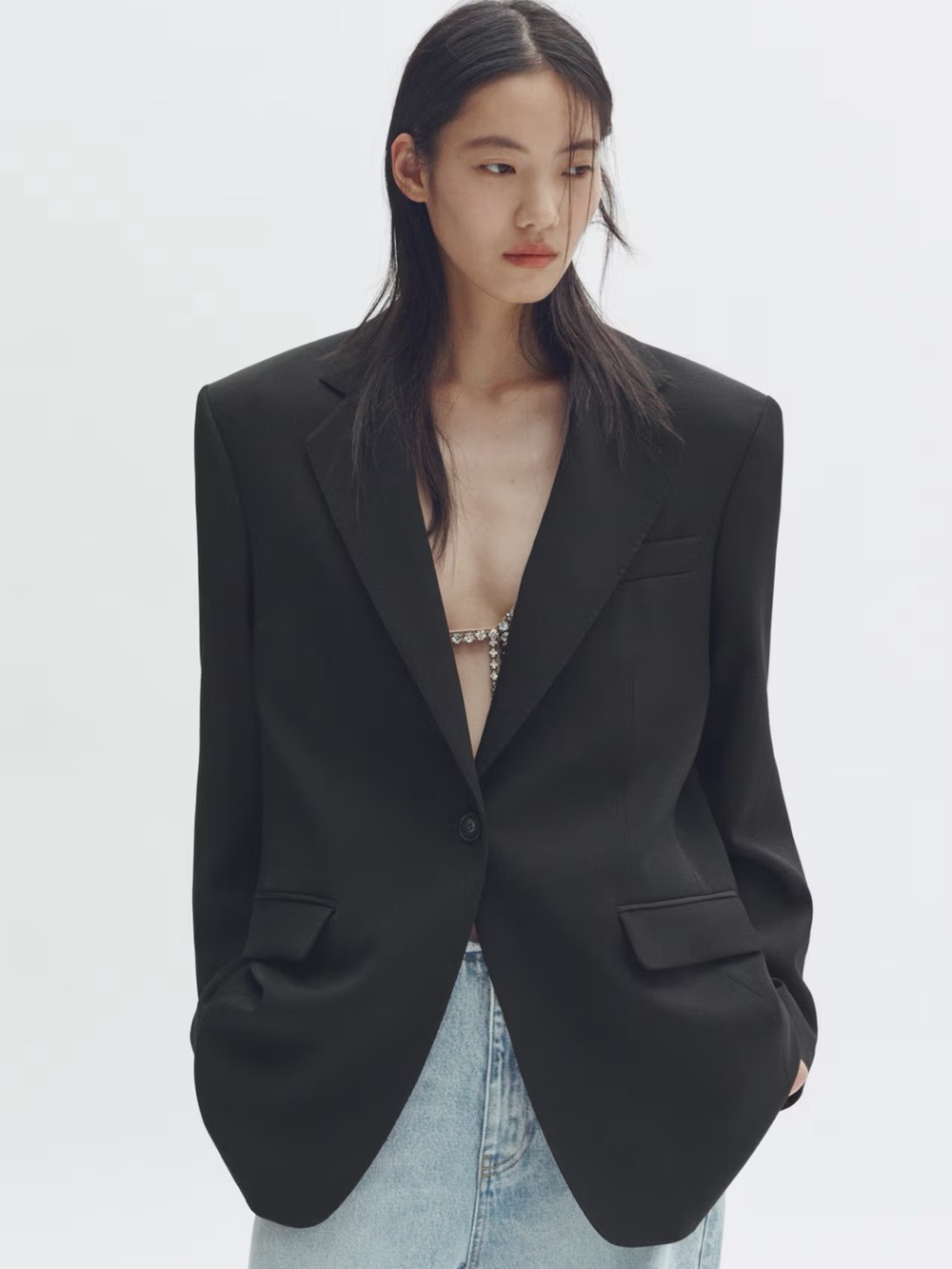 NWT sold out Stella McCartney Black Oversized Single-Button Wool Blazer SMALL